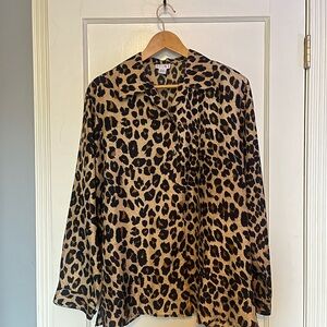 Vintage Cheetah Print Silk Blouse